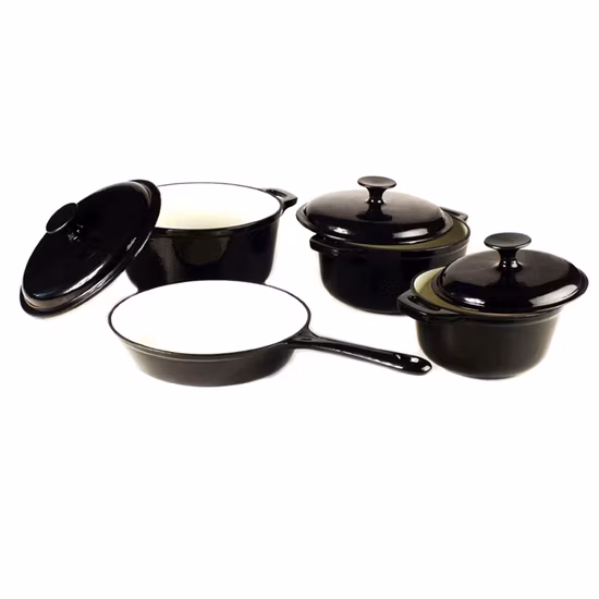 Casserole de four hollandais en émail de conception spéciale de couleur rouge en fonte 4 pièces