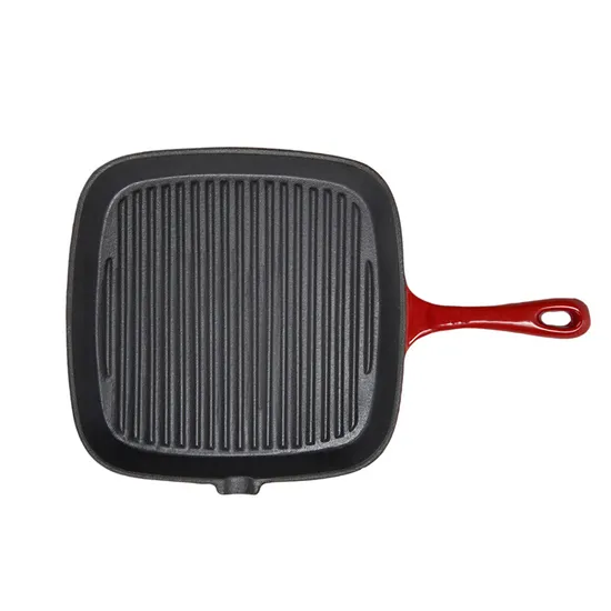 Grill en fonte émaillée et poêle à griller carrée